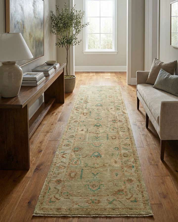 2' 10 x 9' 9 Hand Knotted Oushak Wool Runner Rug