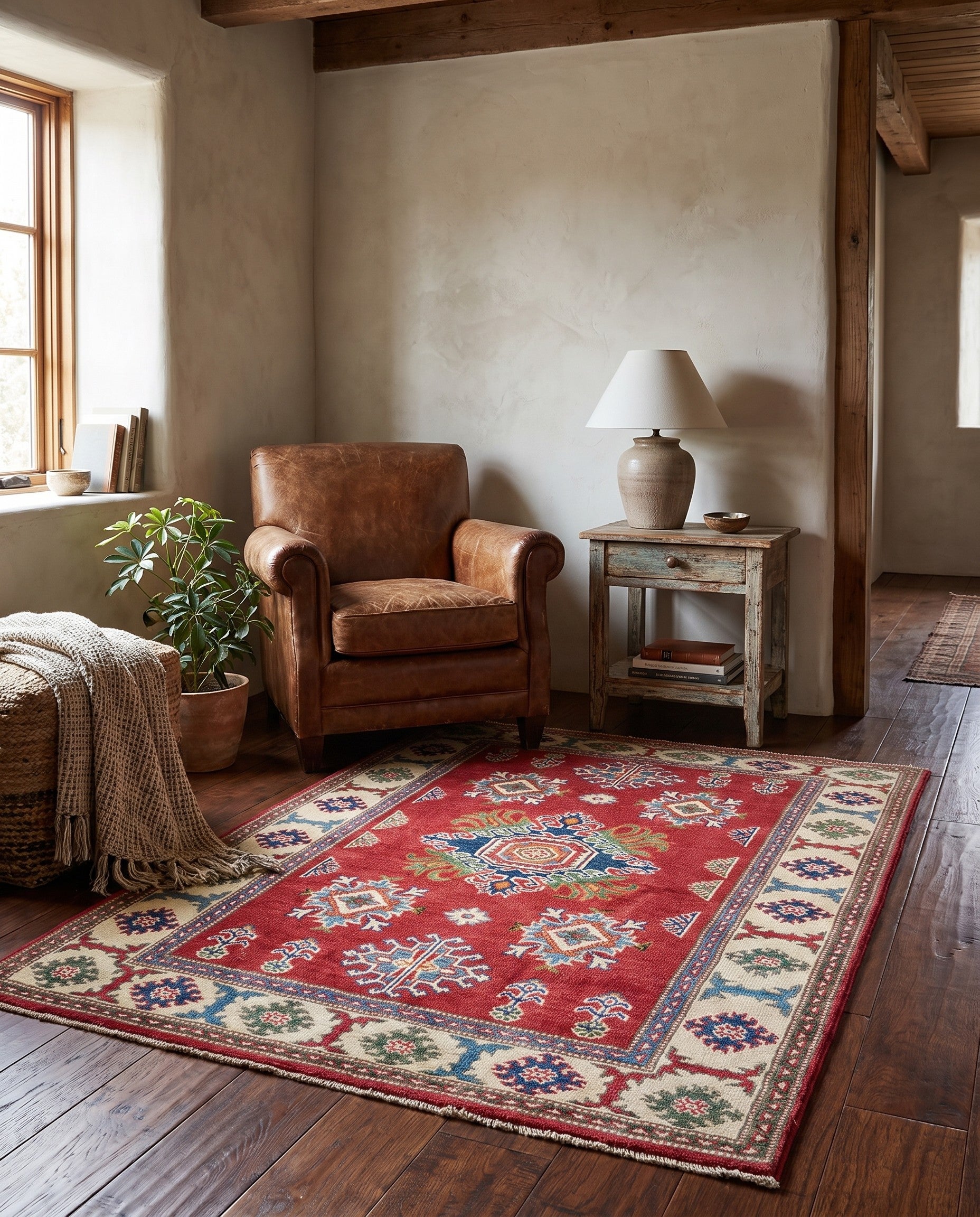 3' 5 x 4' 10 Hand Knotted Kazak Rug
