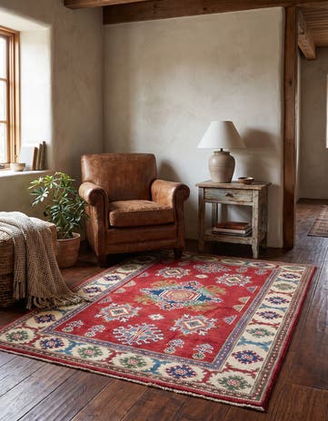 3' 5 x 4' 10 Hand Knotted Kazak Rug