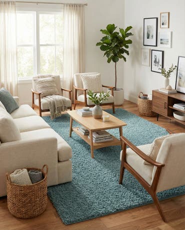  9' x 12' Solid Shag Rug