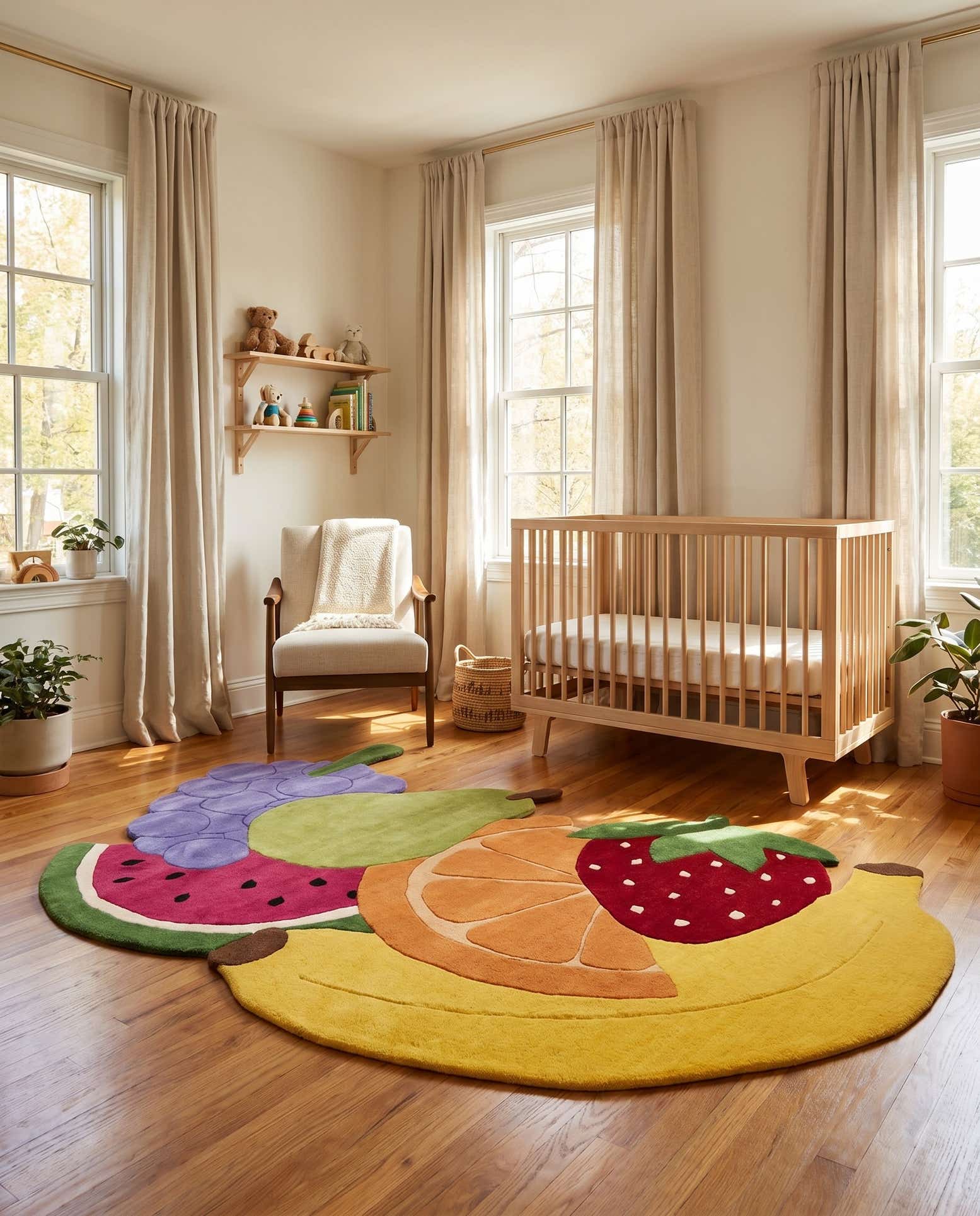 6' 9 x 10' Happy Rugs Fruit Salad Wool