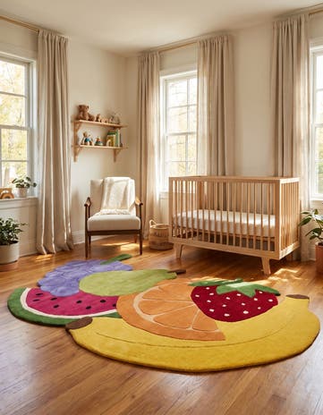 6' 9 x 10' Happy Rugs Fruit Salad Wool