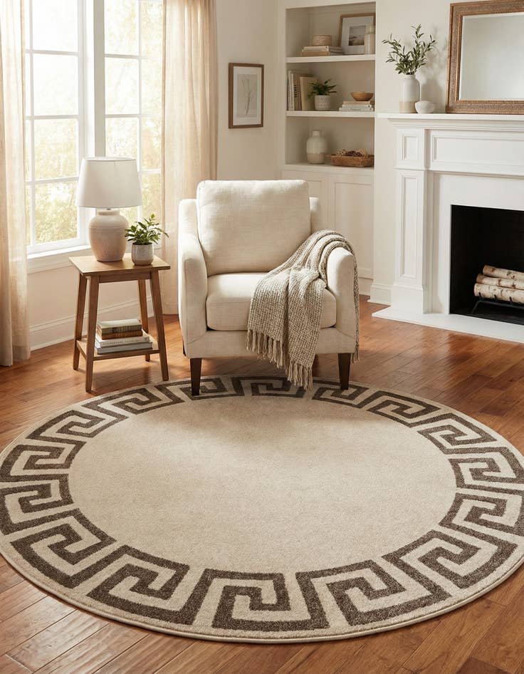 Detail image of 6' x 6' Greek Key Round Rug