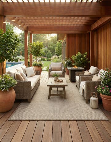 6' x 9' Easy-Clean Border Indoor / Outdoor Rug