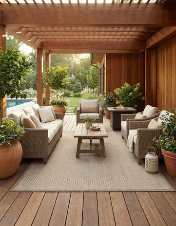 6' x 9' Easy-Clean Border Indoor / Outdoor Rug