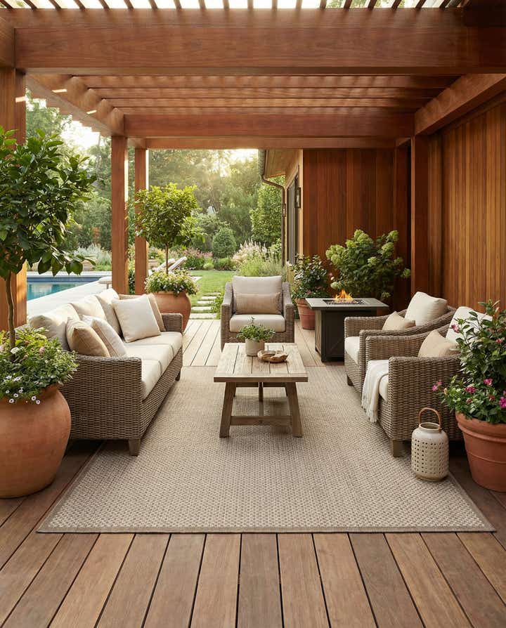 6' x 9' Easy-Clean Border Indoor / Outdoor Rug