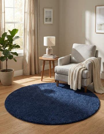 6' x 6' Solid Frieze Round Rug