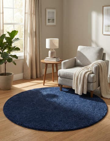 6' x 6' Solid Frieze Round Rug