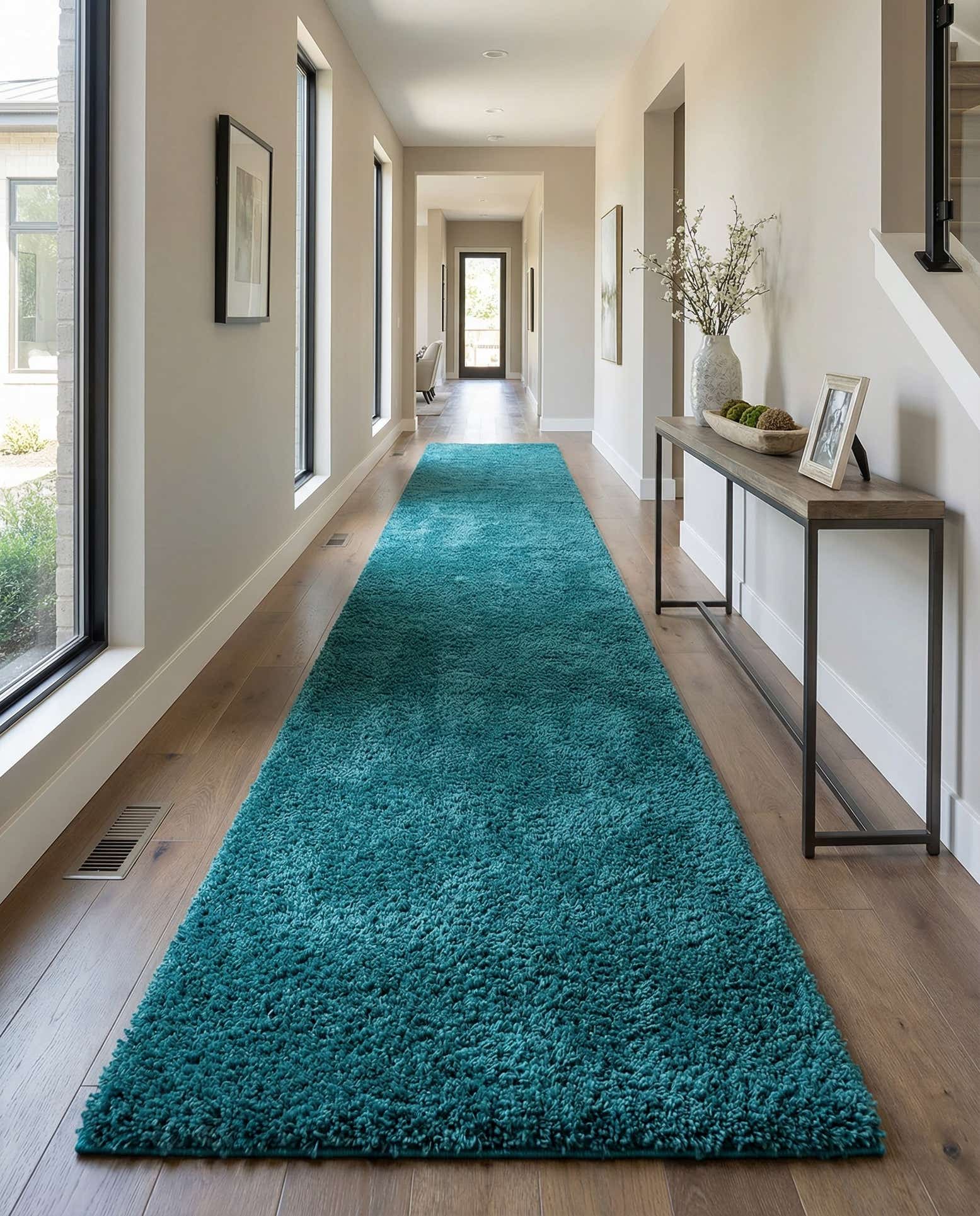 2' 7 x 14' Solid Shag Runner Rug