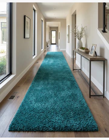 2' 7 x 14' Solid Shag Runner Rug