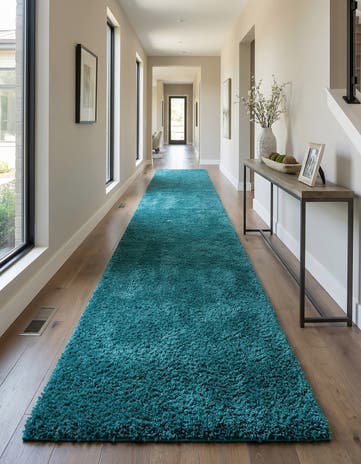 2' 7 x 14' Solid Shag Runner Rug
