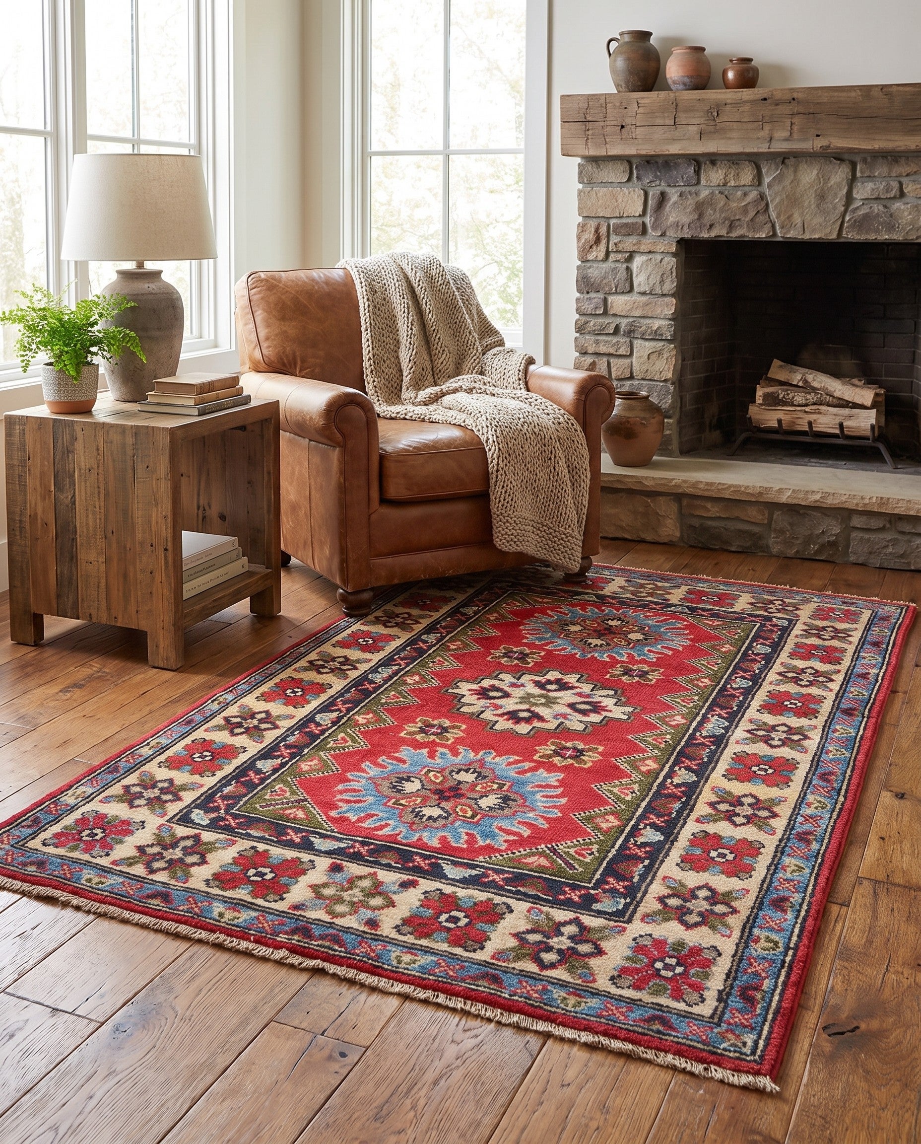 2' 8 x 4' Hand Knotted Kazak Rug