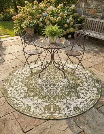 7' x 7' Easy-Clean Jill Zarin Dubai Indoor / Outdoor Round Rug