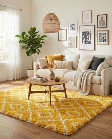  6' x 6' Lattice Shag Square Rug