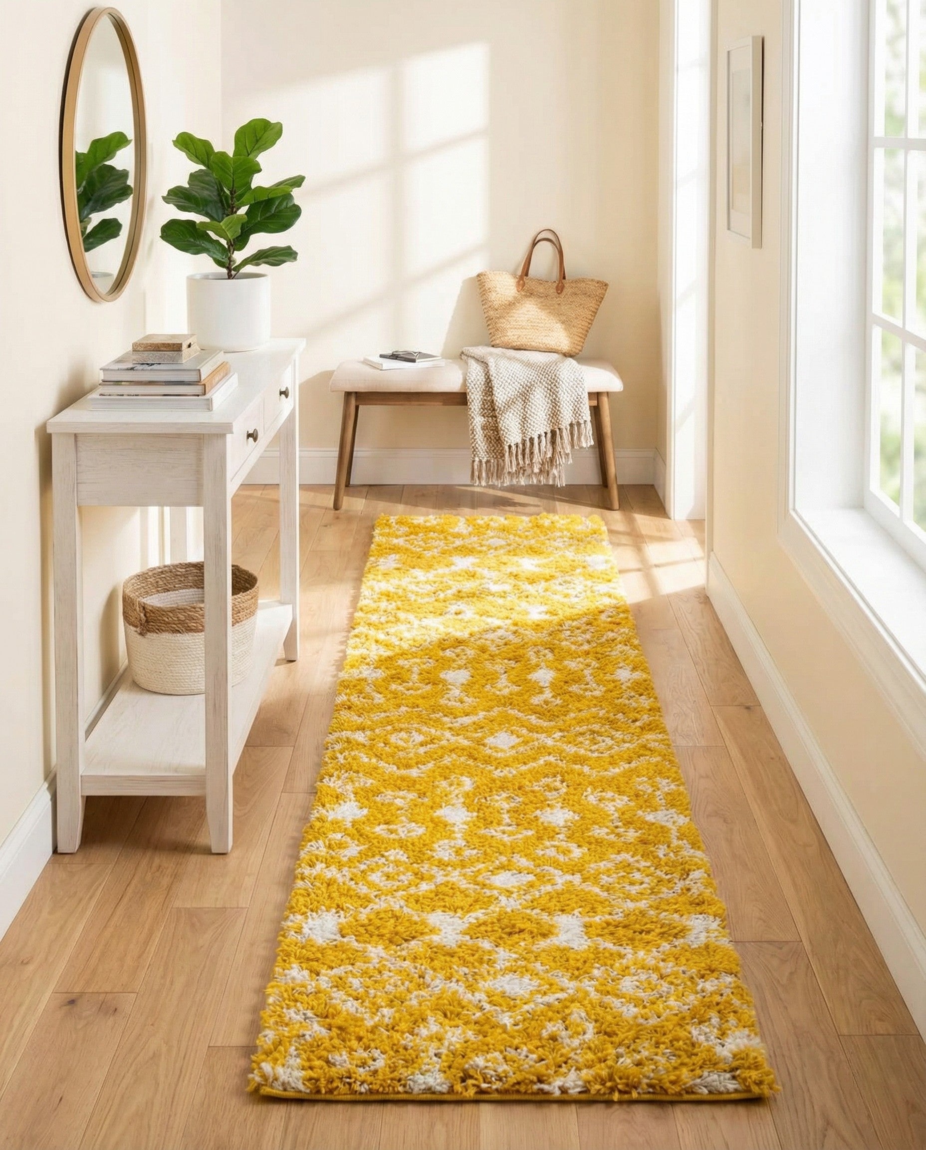 2' x 7' Moroccan Trellis Shag Runner Rug