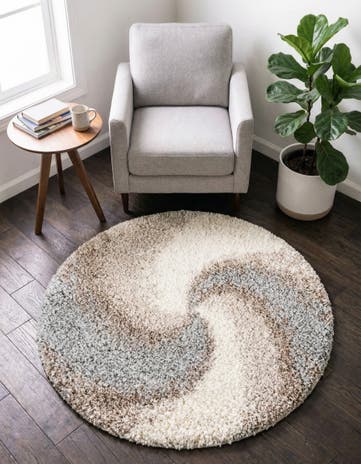 Khaki Soft Touch Shag Round Rug