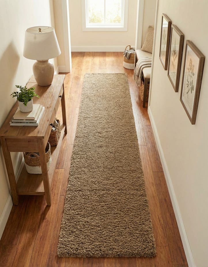 2' 7 x 16' 5 Solid Shag Runner Rug