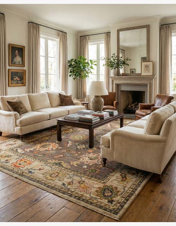 7' 10 x 9' 10 Hand Knotted Oushak Wool Rug