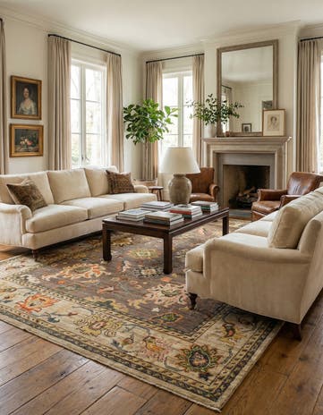 7' 10 x 9' 10 Hand Knotted Oushak Wool Rug