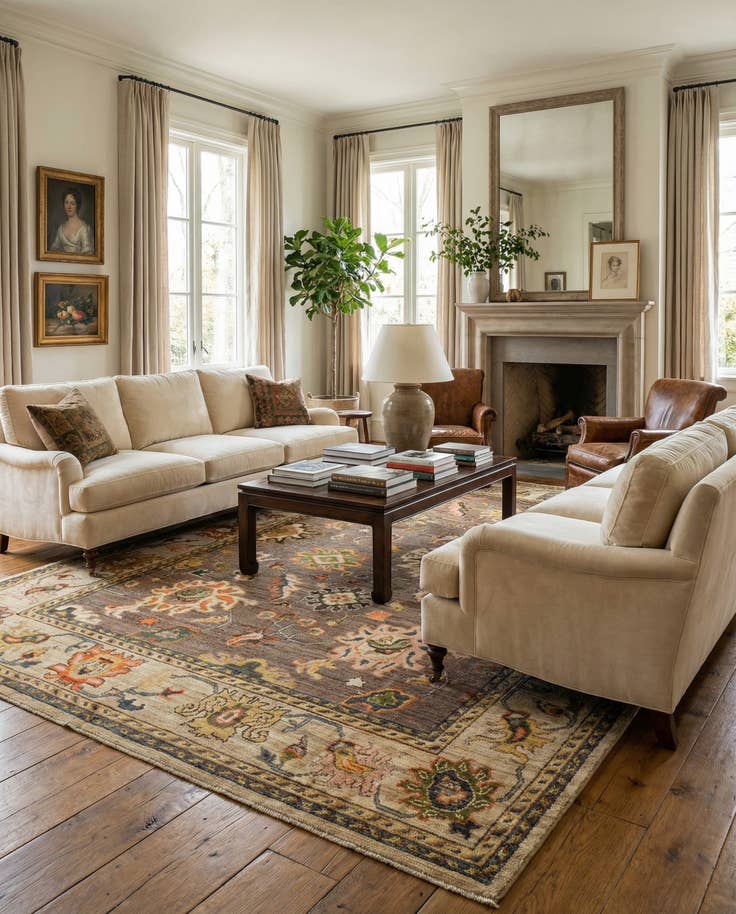 Detail image of 7' 10 x 9' 10 Hand Knotted Oushak Wool Rug