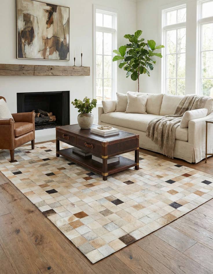 Detail image of 5' 1 x 7' 11 Cowhide Stocks Rug