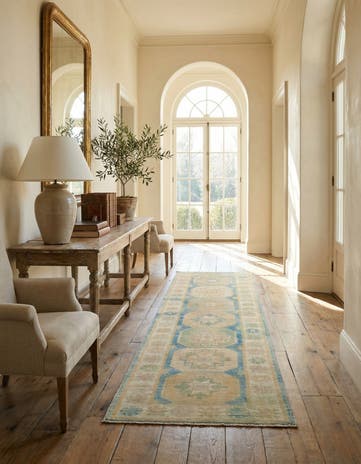 2' 10 x 10' Hand Knotted Oushak Wool Runner Rug