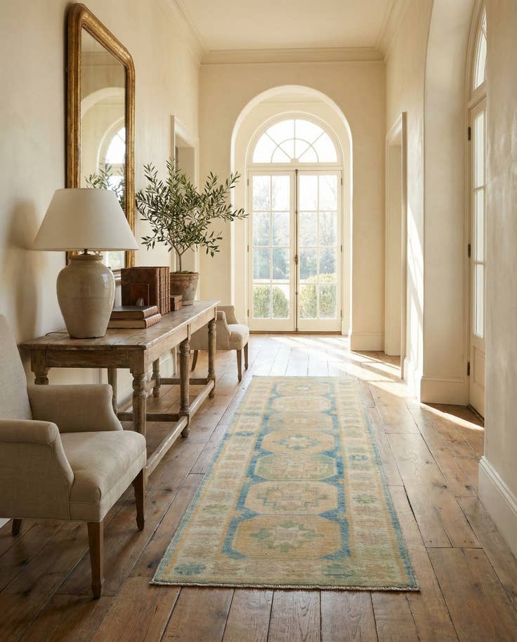 Detail image of 2' 10 x 10' Hand Knotted Oushak Wool Runner Rug