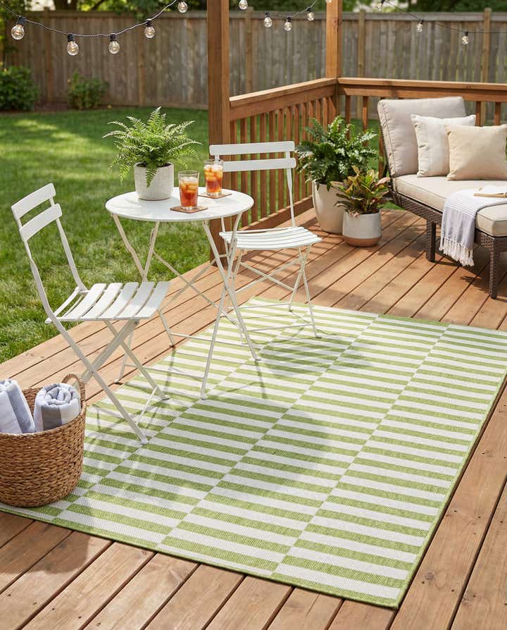 4' x 6' Easy-Clean Striped Indoor / Outdoor Rug