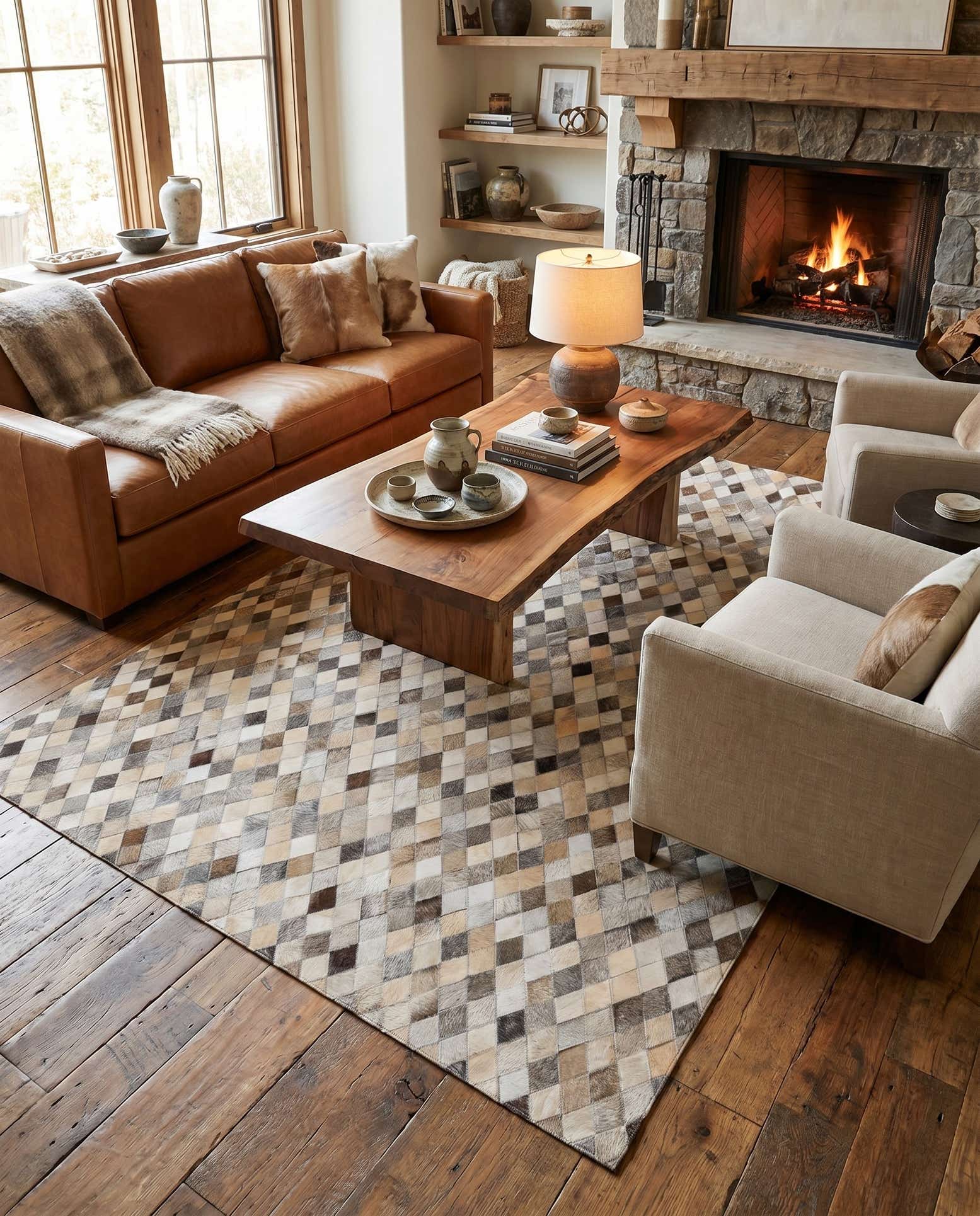 4' 9 x 6' 8 Cowhide Stocks Rug