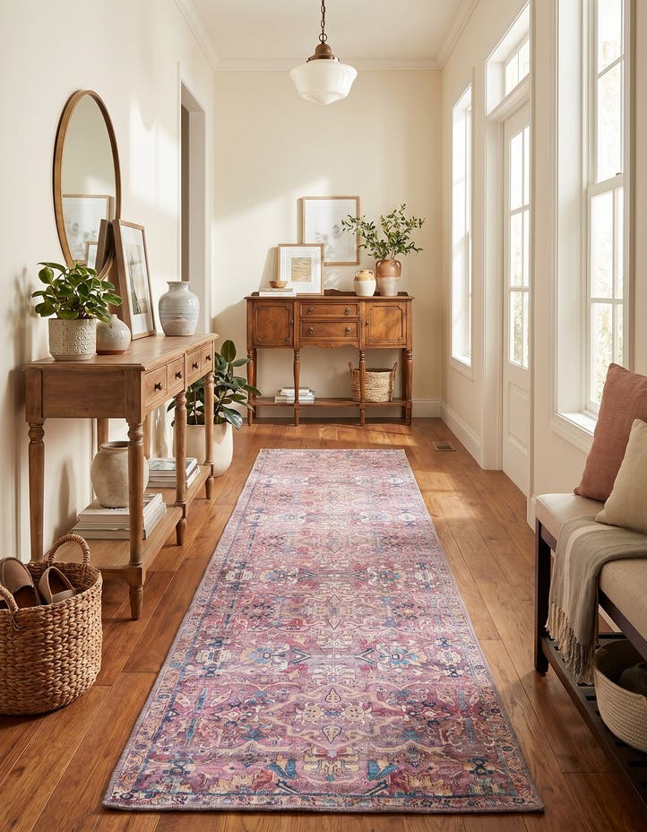 2' 7 x 12' Washable Nostalgia Runner Rug