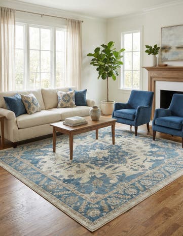 Cream Viola Square Rug