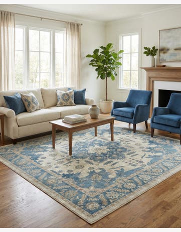 Cream Viola Square Rug