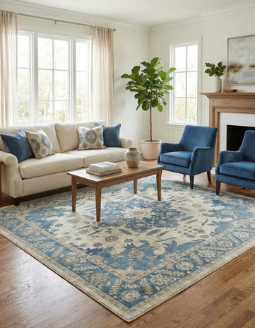 Cream Viola Square Rug