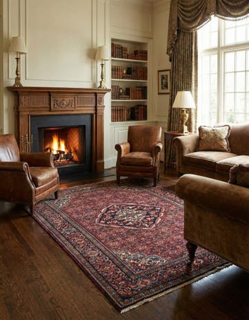4' 11 x 6' 9 Hand Knotted Bortschalu Persian Rug