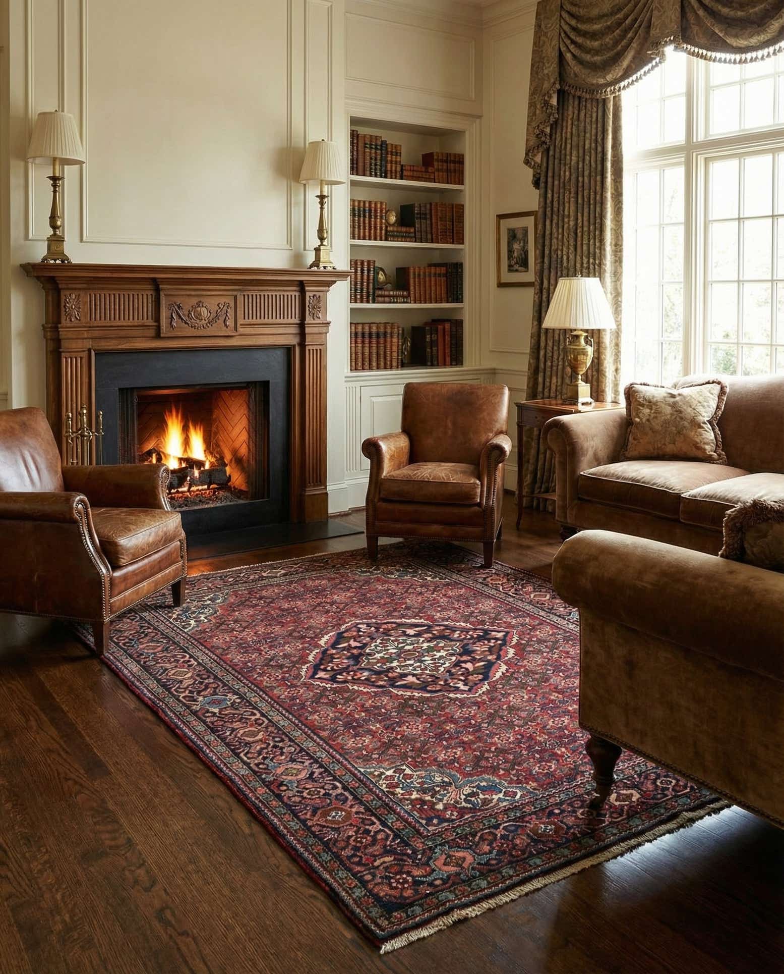 4' 11 x 6' 9 Hand Knotted Bortschalu Persian Rug