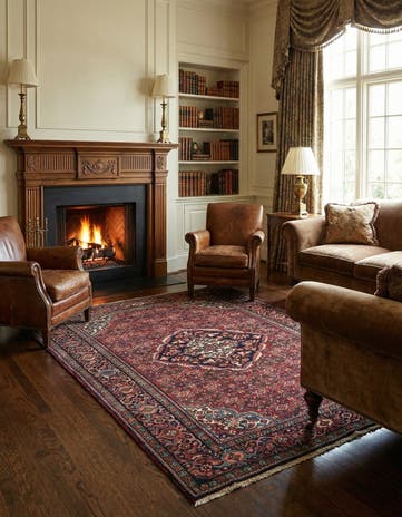 4' 11 x 6' 9 Hand Knotted Bortschalu Persian Rug
