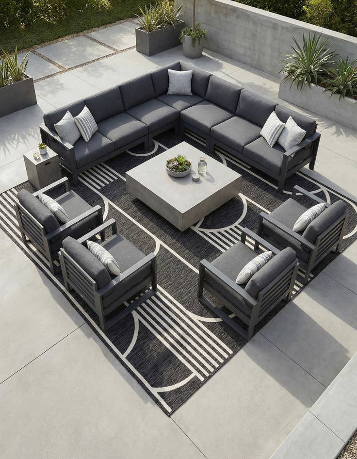 Detail image of 10' x 10' Washable Modern Indoor / Outdoor Square Rug