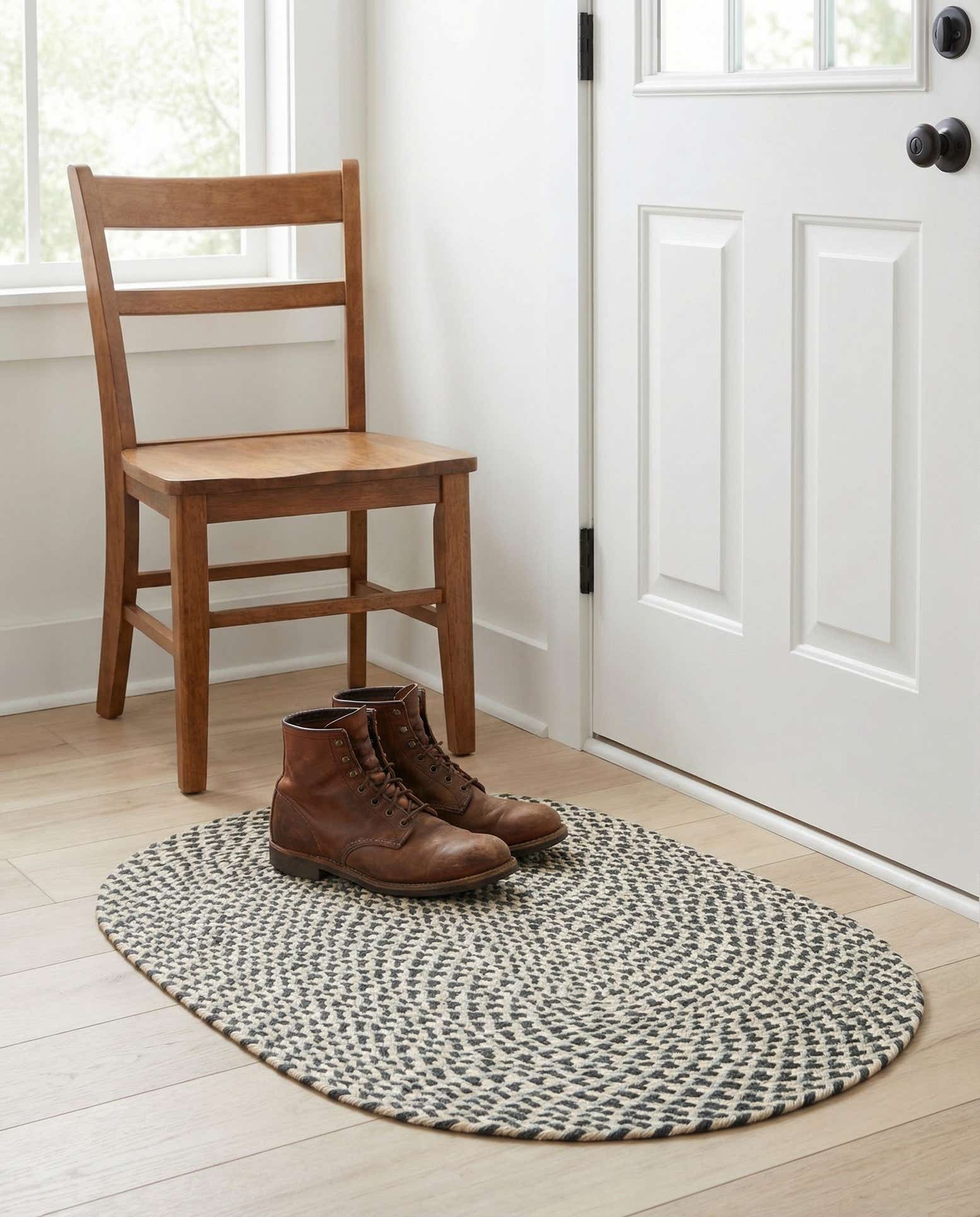 2' x 3' 1 Handmade Tweed Braided Jute Oval Rug