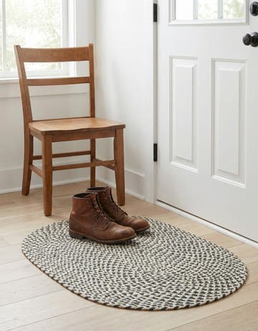 2' x 3' 1 Handmade Tweed Braided Jute Oval Rug