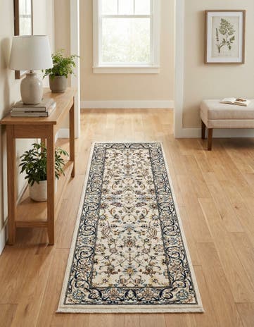 Ivory Nain Design Runner Rug