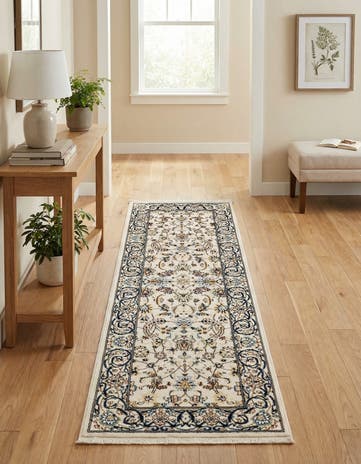 Ivory Nain Design Runner Rug