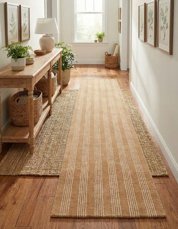 Latte Brown Jill Zarin Striped Wool Runner Rug