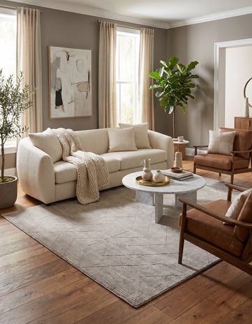 Steel gray WoolCraft Geometric Rug