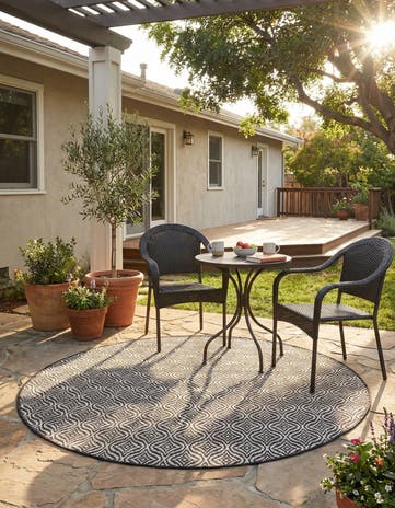 5' 3 x 5' 3 Easy-Clean Lattice Indoor / Outdoor Round Rug