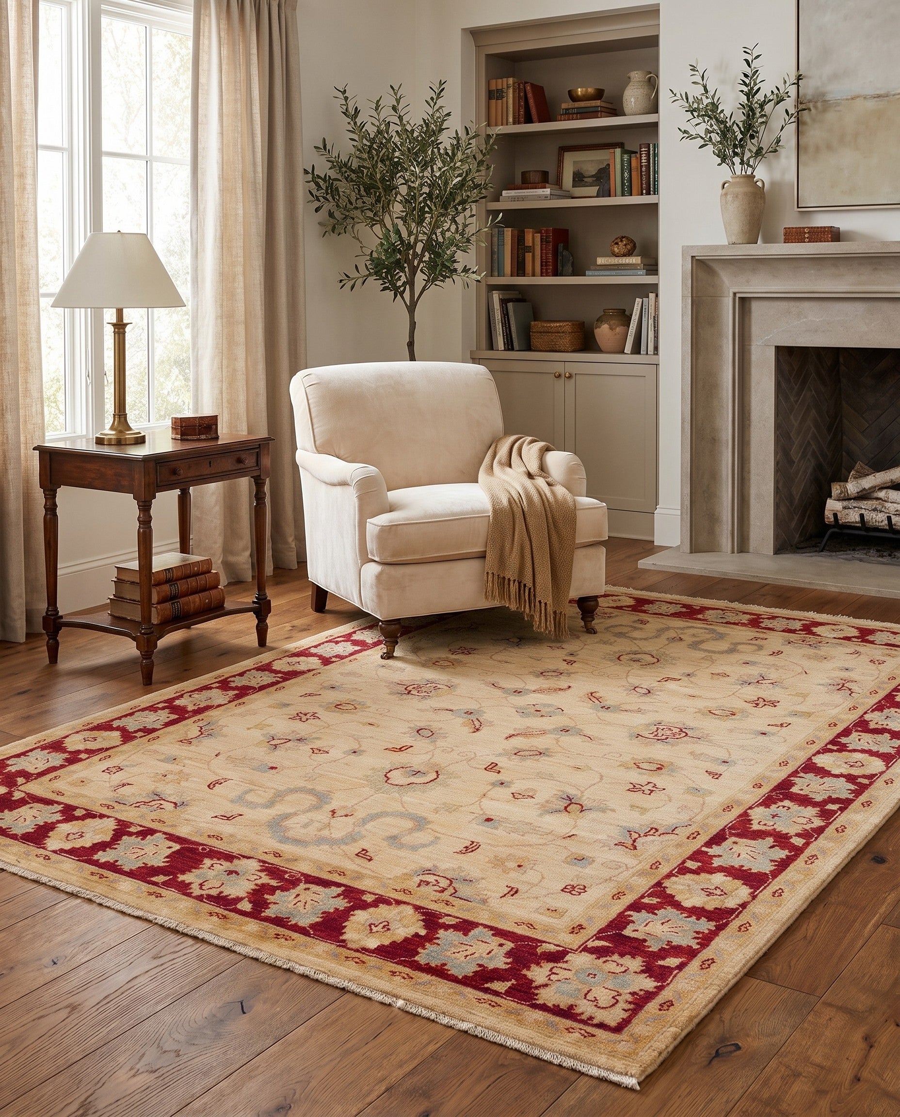 4' 11 x 6' 9 Hand Knotted Ziegler Rug