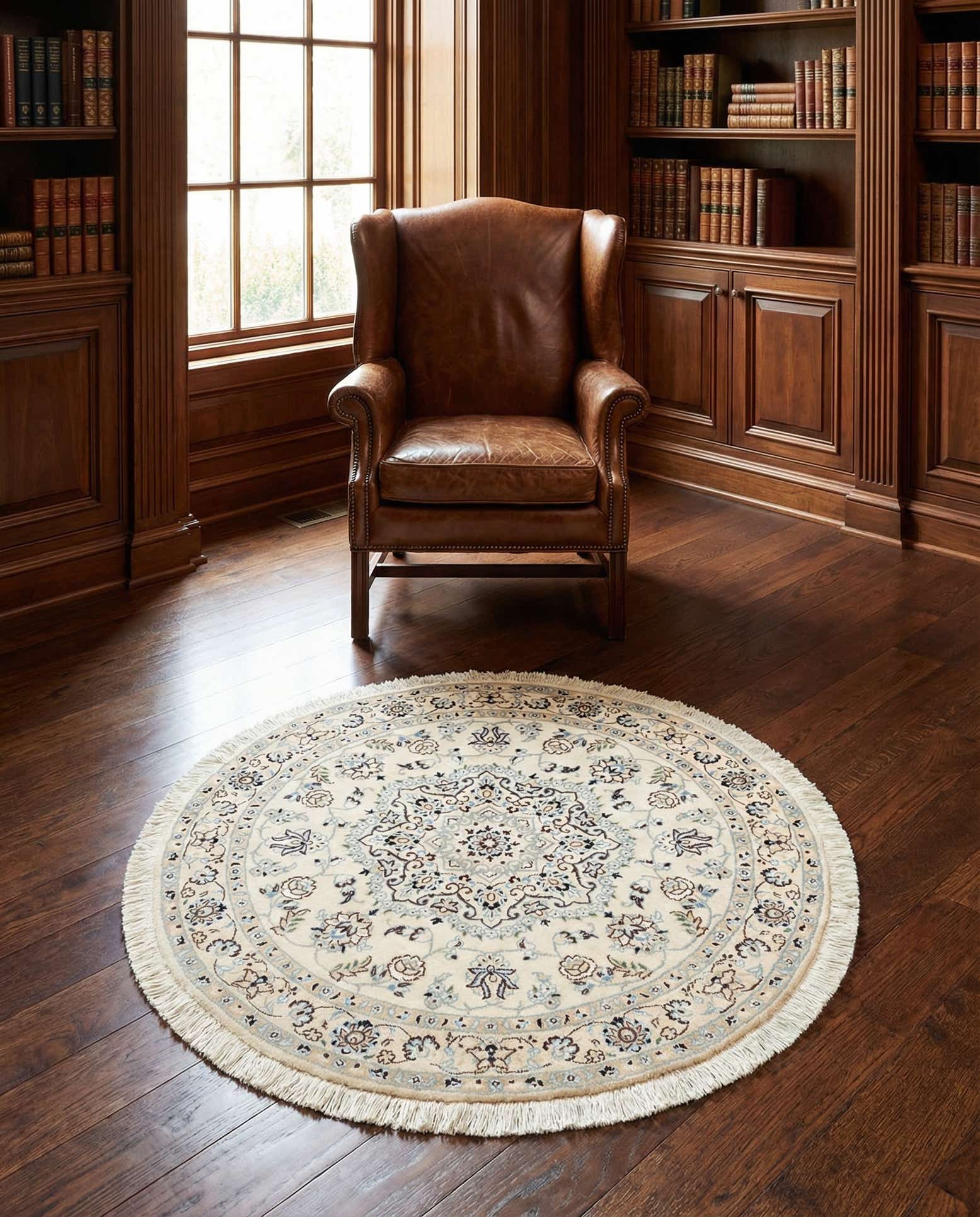 3' 7 x 3' 7 Nain Wool Round Rug