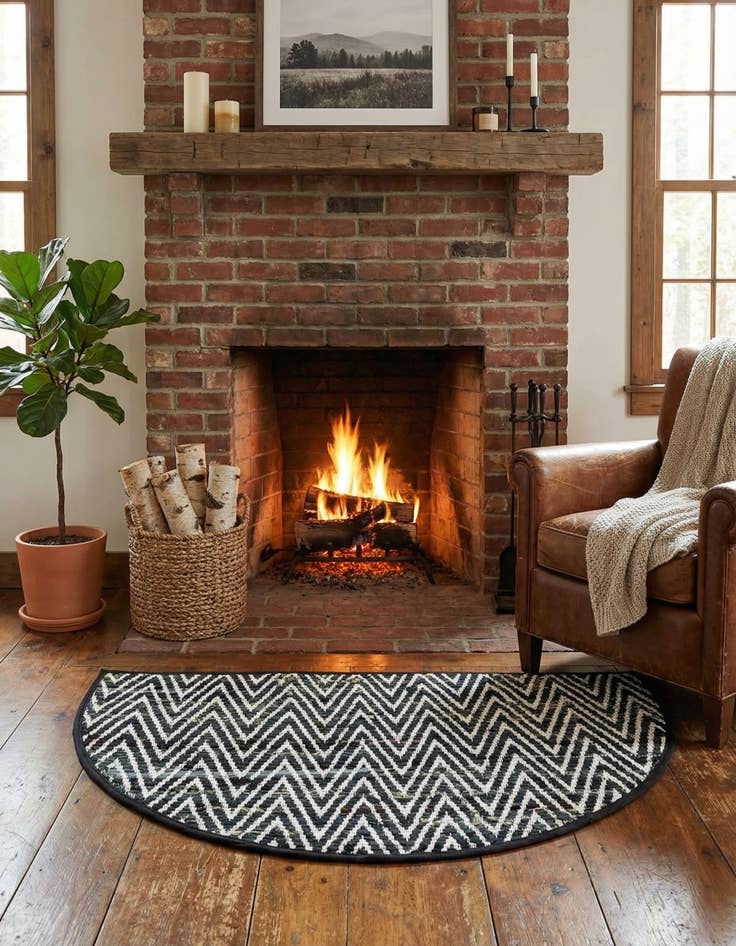 Detail image of 2' 2 x 3' 7  Hand Woven Chindi Chevron Hearth Rug