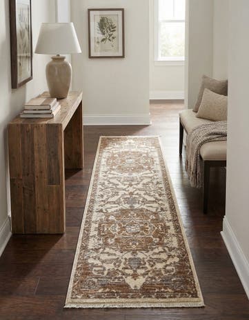 Beige and Ivory Grand Tradition Runner Rug