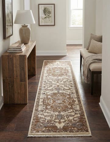 Beige and Ivory Grand Tradition Runner Rug