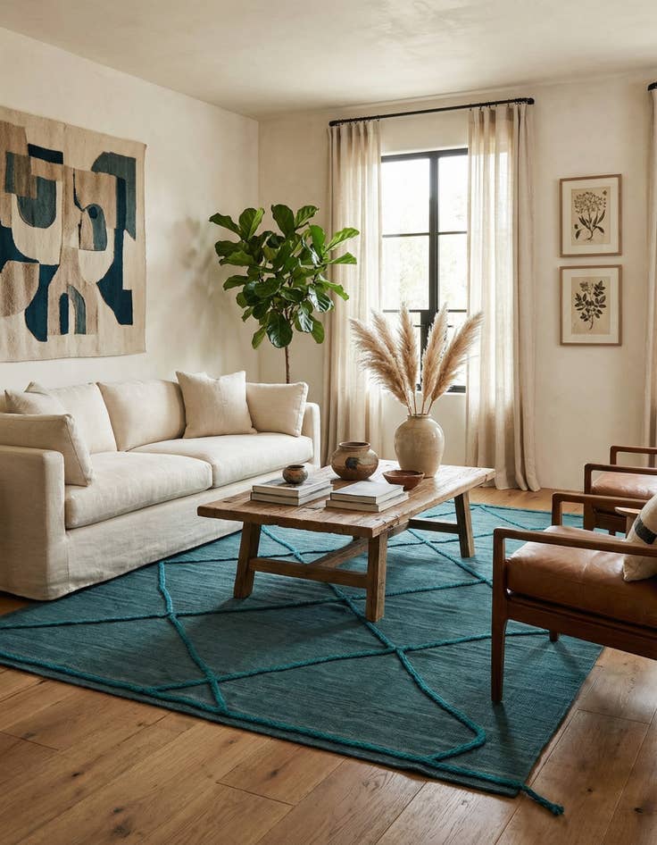 Detail image of 6' 7 x 9' 9 Hand Knotted Moroccan Wool Rug